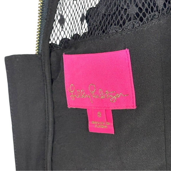 LILLY PULITZER KASEE FLORAL LOOPY LACE ONYX BLACK SWISS DOT FIT & FLARE DRESS - Picture 10 of 12